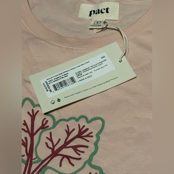 NWOT Pact women’s Heart Beet t-shirt size S, 100% organic cotton flattering tee! - Picture 4 of 4